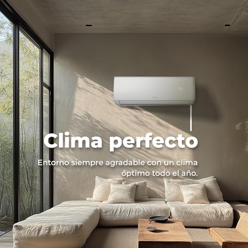 EVVO Splitklima-Klimaanlage, WLAN, Kühlung und Heizung, WLAN-Konnektivität, Invertermotor, Wärmepumpe, Klasse A++/A+, Luftentfeuchter, Kühlmittel R32 (9.000 BTU)