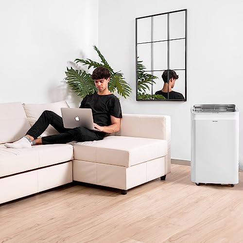 Cecotec Klimaanlage Mobil ForceClima 12800 Heating, 12.000 BTU, 1.340 W | WLAN-Steuerung, 26-28 m², 3 Geschwindigkeiten, Entfeuchtung 26 l/Tag, Energieklasse A, Wärmepumpe für Heizfunktion
