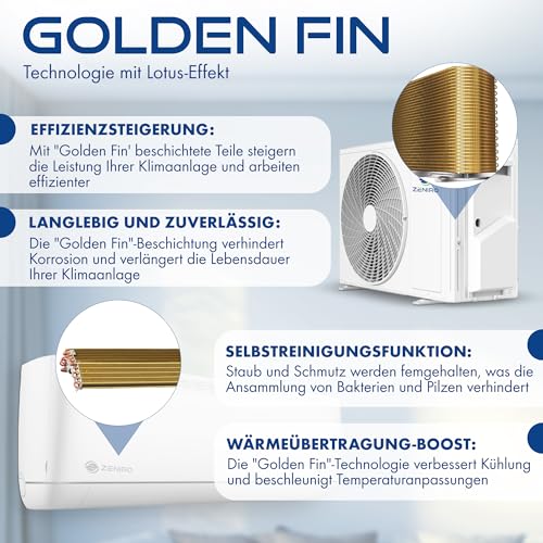 ZENIRO Multi Split Klimaanlage 2 Innengeräte Set (2 x 3,5kW) Klimagerät Air Conditioner mit Heizfunktion 21000 BTU 6,2kW A++ WiFi/App-Steuerung 4D AirFlow Heizen bis -20°C Vorgefüllt R32