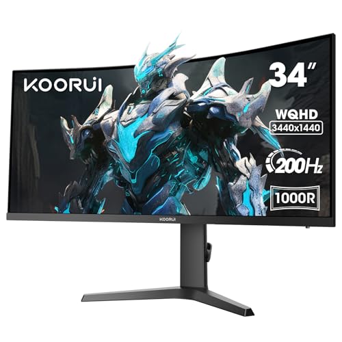 KOORUI 34 Zoll Curved Gaming Monitor 200Hz Bildschirm WQHD HDR 400 HDMI/DP