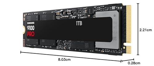 Samsung 9100 PRO NVMe M.2 SSD, 1 TB, PCIe 5.0, 14.700 MB/s Lesen, 13.300 MB/s Schreiben, Interne SSD für Gaming, Videobearbeitung und AI, Schwarz, MZ-VAP1T0BW