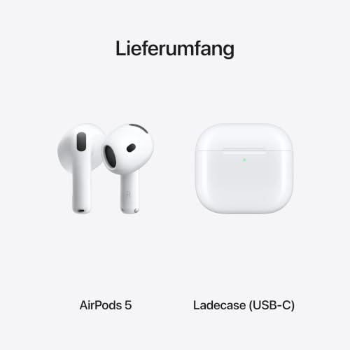 Apple AirPods 5 Kabellose In Ear Kopfhörer | Bluetooth Kopfhörer, Aktive Geräuschunterdrückung, Personalisiertes 3D Audio, Live Übersetzung, USB C Ladecase, H2 Chip