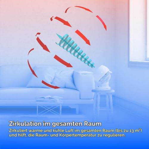 Iris Ohyama Woozoo, Leiser, leistungsstarker & tragbarer Tischventilator, 13m², Reichweite 12m, Oszillation, Vertikale Neigung, Büro - Woozoo PCF-M15 - Schwarz