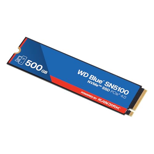 WD Blue SN5100 NVMe SSD 500 GB (6.600 MB/s Lesegeschwindigkeit, M.2 2280, PCIe Gen 4.0, nCache 4.0, SanDisk 3D CBA NAND-Technologie, Acronis True Image)