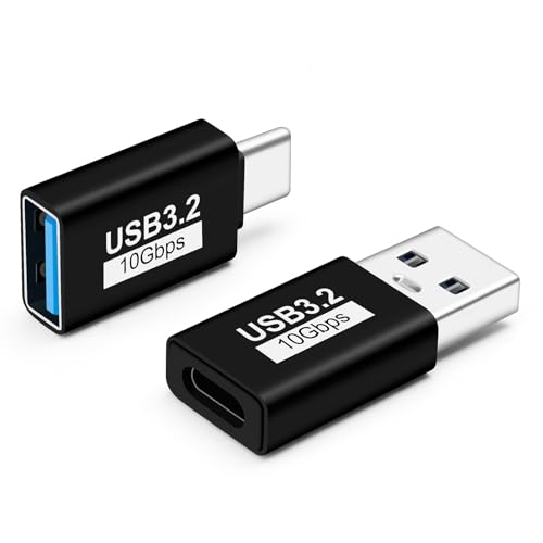 BORLTER CLAMP USB auf USB C/Type-C auf Type A Adapter 3.2 Gen2 Stecker auf Buchse Adapter 2 Pack Kompatibel mit MacBook Pro, Galaxy, Laptop und Anderen Typ-C-Geräten