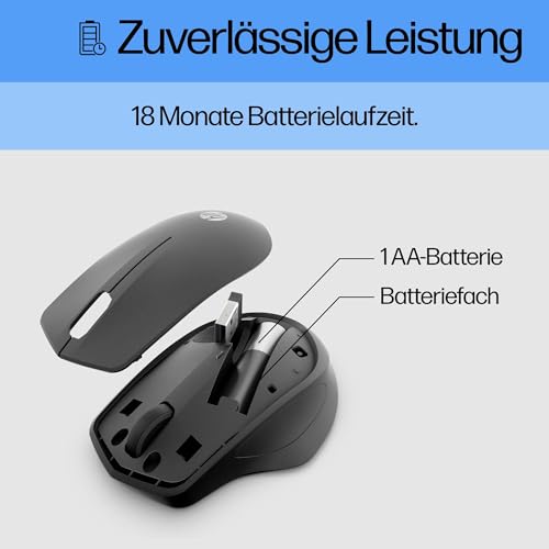 HP 280 Silent Wireless Maus (besonders leises Klicken, Lange Akkulaufzeit, Dongle) schwarz