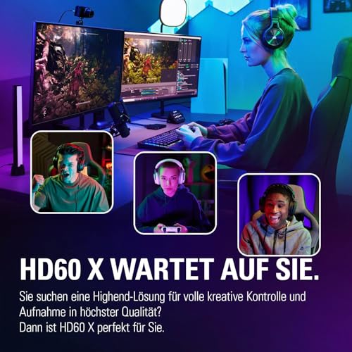 Elgato HD60 X Capture Card für PS5, Xbox Series X/S | 1080p60 HDR10 oder 4K30, ultraniedrige Latenz, treiberlos, Plug and Play, für OBS, PC/Mac