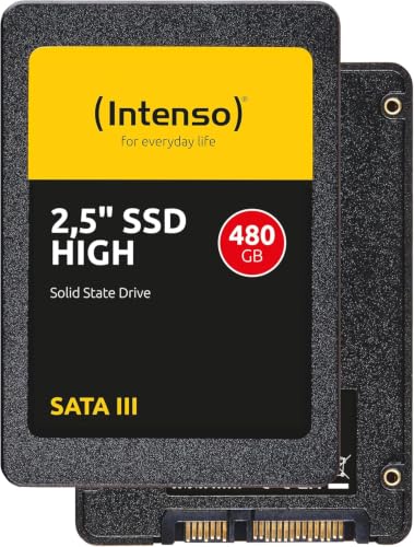 Intenso Interne 2,5" SSD SATA III High, 480 GB, 520 MB/Sekunden, Schwarz | Bis zu 520 MB/s Lesegeschwindigkeit, stoßfeste Solid State Drive für Laptop & PC, geräuschloser 0 dB Betrieb
