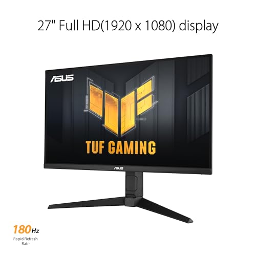 ASUS TUF Gaming VG279QL3A 27 Zoll Full HD Fast-IPS 180Hz Monitor | 1ms, FreeSync, Adaptive-Sync, ELMB Sync, DisplayHDR 400, 1920x1080, DisplayPort, HDMI, ergonomisch, Lautsprecher