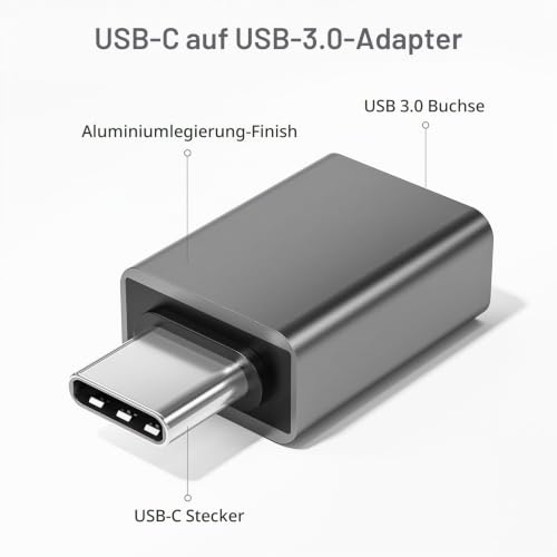 USB C auf USB Adapter 4-Pack, Thunderbolt 4 5 USBC Stecker zu USB Buchse OTG Adapter, Typ A Stick Konverter Zubehör für Apple MacBook Pro Air, iPhone 16e 15 Max, iPad, Samsung Galaxy S24 S25