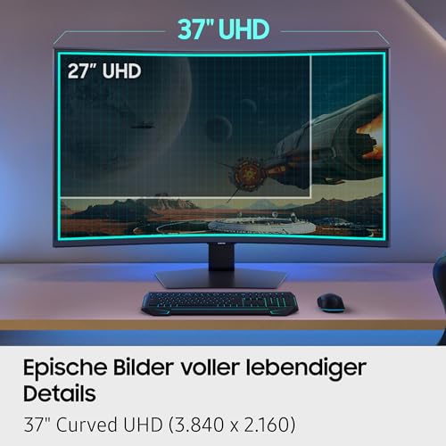 Samsung Odyssey G75F Curved Gaming Monitor, 37 Zoll | 3840 x 2160, 165 Hz, 1 ms (G/G), 1000R, VESA DisplayHDR 600 HDR10+, AMD FreeSync Premium Pro, LS37FG756EUXEN