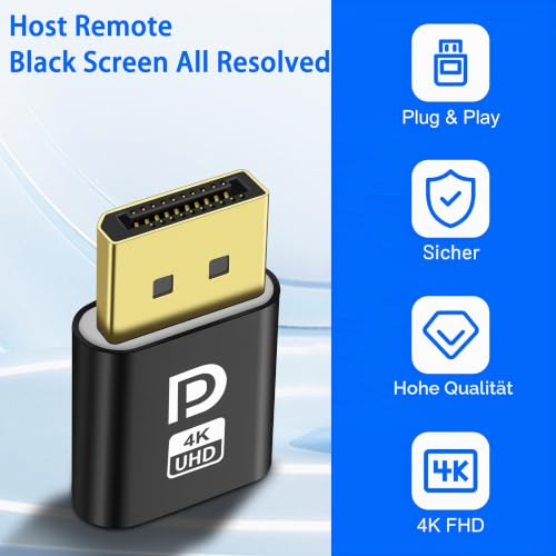 MEIRIYFA Display Port Headless Ghost Display Emulator, 4K DisplayPort Dummy Plug EDID Emulator Virtual Display Adapter für Krypto Mining, Remote Server, virtuelle Desktops (2PCS)