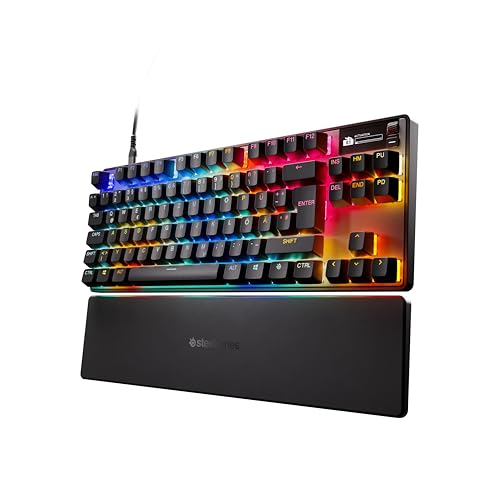 SteelSeries APEX PRO TKL Gen-3-Gaming-Tastatur – OmniPoint 3.0 analoge magnetische Schalter, Quickset-Auto-Presets (Schnellabzug, Schnellantipp/SOCD, Schutzmodus), OLED,RGB,PBT, USB-C, German QWERTZ