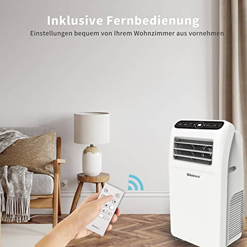 SHINCO Mobile Klimaanlage mit Abluftschlauch, 12000BTU, 3,5kw, Kühlen&Ventilieren&Entfeuchten, Mobiles Klimagerät mit Fenstermontage-Kit, 24-Stunden-Timer, für Räume von etwa 90m³, Weiß