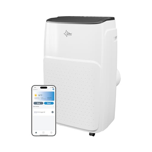 SUNTEC Mobiles Klimagerät Coolfixx 14000 BTU APP – Klimaanlage mobil und leise mit Smart App Steuerung – Entfeuchter für Räume bis 70 qm – Mobile Kühlung & Heizung für zuhause – 14.000 BTU