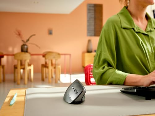 Trust Yuno Wiederaufladbare Vertikale Maus, Kabellose Ergonomische Maus | Vorbeugung Gegen Mausarm/Tennisarm (RSI Syndrom) für Rechtshänder, 2.4GHz, 800-2400 DPI, PC Mac