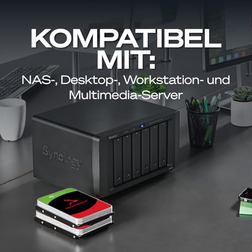 Seagate 8TB IronWolf Interne NAS-Festplatte | SATA 6 Gb/s (ST8000VNZ02) | 5400 U/Min. 24/7 NAS-optimierte HDD. AgileArray, All-CMR, RV-Sensoren für Multi-Bay, 180TB/Jahr. 3 Jahre Garantie + Rescue