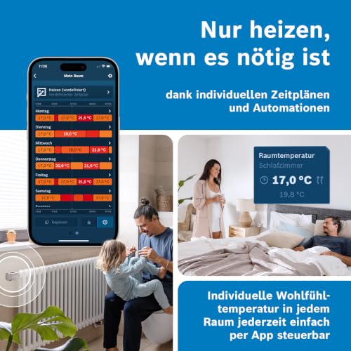 Bosch Smart Home Heizkörper-Thermostat II [+M], smartes Heizkörperthermostat für intelligentes Heizen & Energiesparen, mit Matter, App-Steuerung, Apple Home, Google Home & Alexa, Controller benötigt