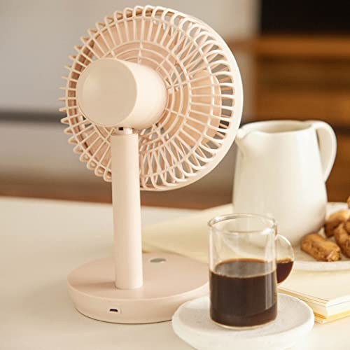 Newlux - Tischventilator USB Windpure Desk W300 mit 4 Gelängen, schwenkbarer Kopf, Lithium-Akku bis zu 50 min. Leiser Schreibtischventilator (<30 dB) für Büro, Zuhause oder Camping (Koralle)