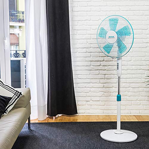 Cecotec Standventilator EnergySilence 500, 40 W | 40 cm Durchmesser, 5 Aerodynamikflügel, 3 Geschwindigkeiten, höhenverstellbar 110-130 cm, Oszillation, leiser Betrieb