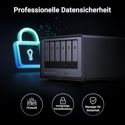 UGREEN NASync DXP6800 Pro 6 Bay NAS für Teams und Unternehmen (ohne HDD) | Intel Core i5-1235U, Dual 10GbE, 8GB DDR5 bis 64GB, Eingebaute 128GB SSD, 2×M.2 NVMe Slot, 2x Thunderbolt 4, 8K HDMI