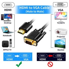 HDMI auf VGA Stecker auf Stecker, Full HD 1080P HDMI auf VGA Kabel, SVGA Konvert