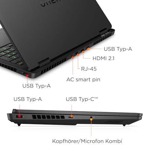 OMEN Gaming Laptop, 16" WUXGA Display 1920×1200, 16:10, 144Hz, AMD Ryzen 9 8940HX, NVIDIA GeForce RTX 5070, 32GB RAM, 1TB SSD, Win 11, 4-Zonen-RGB-QWERTZ Wi-Fi 6, Shadow Black, inkl. 3 Monate GamePass