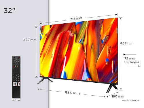 TCL 32V5C - 32 Zoll Full HD Smart QLED Direct LED-Fernseher mit Android TV & HDR - Kompatibel mit Google Cast & Google Home, Schlankes Design