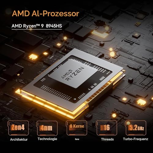 MINIS FORUM UM890 Pro Mini PC, AMD Ryzen 9 8945HS AI Processor (8C/16T, up to 5.2GHz), Radeon 780M, 32GB DDR5, 1TB PCIe 4.0 SSD, USB4, HDMI 2.1, DP 1.4, OCuLink, Dual 2.5G LAN, Wi-Fi 6E, BT 5.2