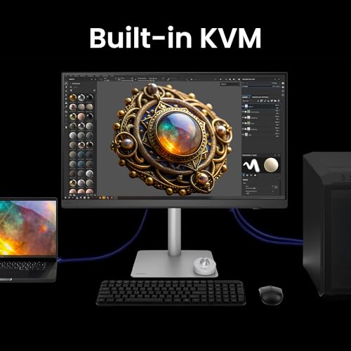 BenQ PD2730S 27Zoll 5K-Monitor, 90W Thunderbolt 4, 218 PPI, 98% P3, 2000:1 Kontrast, Nano Matte Panel, Daisy Chain, KVM, höhenverstellbar, Mac-kompatibel, für 3D-Artists, VFX-Animatoren, Game Designer