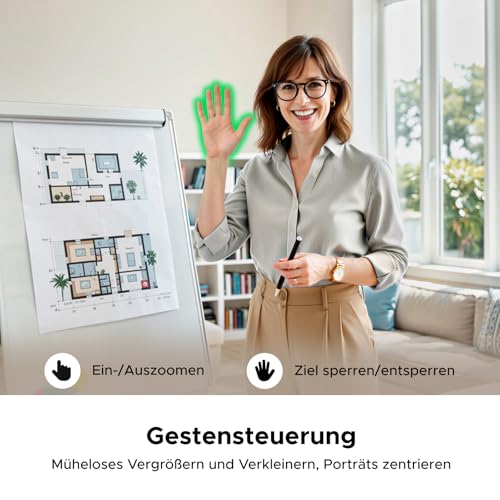 UGREEN FineCam Pro 2K, Autofokus, KI-Gestensteuerung, mit Objektivdeckel | USB-C Wecbam, 2K 30FPS, Face AE, KI-Rauschunterdrückung, Filteroptionen, Porträtmodus, Stativ, PC Kamera für Laptop/Switch 2