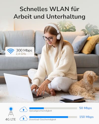 Cudy 4G Router mit SIM Slot, N300 Portable WLAN, OpenWRT, USB-C, LT300 | Nano SIM Slot, 2 LAN/WAN Ports, OpenWRT-kompatibel, Multiple VPN, Type-C Powered, Steuerung über App und Cloud, No Cable