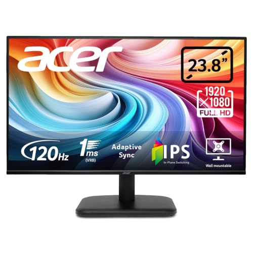 Acer EK241YG Monitor 24 Zoll (60,5 cm) Full HD, IPS, 120Hz, Home Office | 24 Zoll (60 cm Bildschirm) Full HD, 120Hz, 1ms (VRB), HDMI, AdaptiveSync, 99% sRGB, VESA