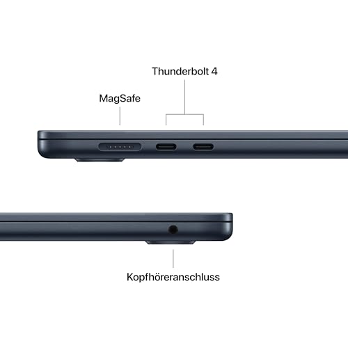 Apple MacBook Air (15", Apple M4 Chip mit 10‑Core CPU und 10‑Core GPU, 24GB Gemeinsamer Arbeitsspeicher, 512 GB) - Mitternacht