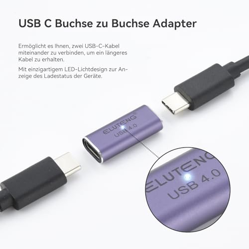 ELUTENG USB C Kupplung 40Gbps, 240W Schnellladung Typ C Buchse auf Buchse Adapter unterstützt 8K@60Hz USB C Verbinder für iPhone 17 16 15 Series (3)