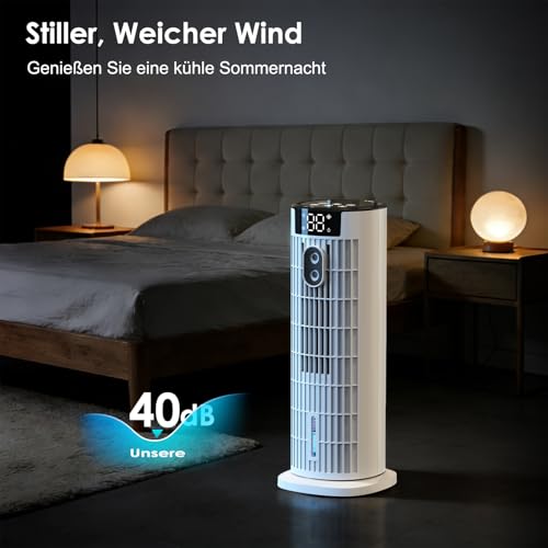 Mobile Klimaanlage,Luftkühler mit Wasserkühlung 6-in-1 Mobiles Kühlgerät Tragbarer,Leise,2-10Timer 90°Oszillation, 4 Stufen, Air Cooler für Zuhause und Büro. (Weiß)