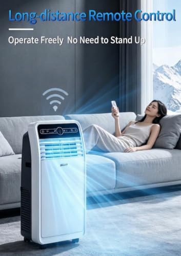 Tragbares Klimagerät 12000 BTU für Räume bis 32㎡ | Kühlung, Ventilator, Luftentfeuchter, 300m³/h Luftstrom, Fernbedienung, 120° Schwingung, LED-Display