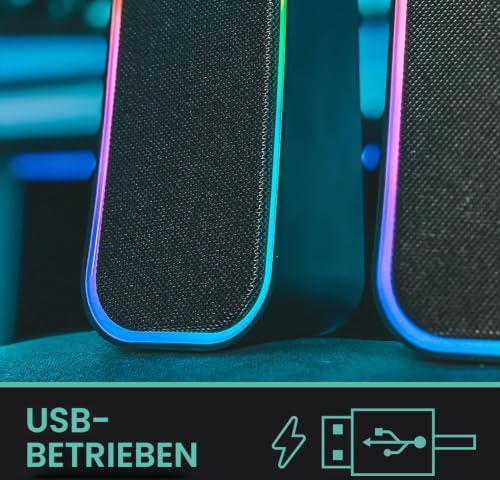 Speedlink Token Gaming PC Lautsprecher Bluetooth - RGB Gaming Lautsprecher, 3,5mm AUX Klinke oder Bluetooth Verbindung, 6 Beleuchtungsmodi, 12W, schwarz
