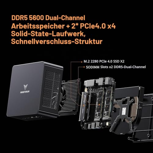 MINIS FORUM UM890 Pro Mini PC, AMD Ryzen 9 8945HS AI Processor (8C/16T, up to 5.2GHz), Radeon 780M, 32GB DDR5, 1TB PCIe 4.0 SSD, USB4, HDMI 2.1, DP 1.4, OCuLink, Dual 2.5G LAN, Wi-Fi 6E, BT 5.2