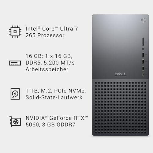 Dell Tower Plus Desktop - Intel Core Ultra 7, 16GB RAM, 1TB SSD, RTX 5060 | Wi-Fi 7, HDMI, Thunderbolt 4, McAfee Business Protection 1 Jahr, Windows 11 Pro