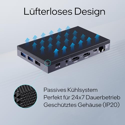 Orbsmart AW-15L Mini-PC Win11 Pro Desktop-PC | Computer | Micro-PC | lüfterlos | stromsparend (Intel N100 CPU, 8GB RAM, 256GB eMMC, USB-C, WiFi 6)