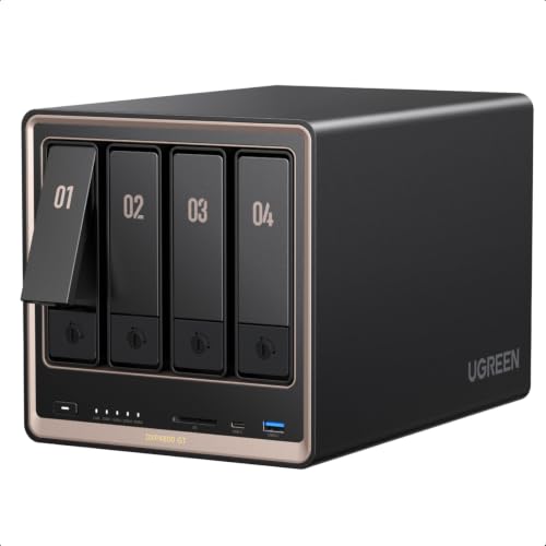 UGREEN NASync DXP4800 GT 4 Bay NAS für Creator und Büroteams (ohne HDD) | AMD Ryzen R2514, Dual 10GbE, 8GB DDR4 bis 64GB, 4K HDMI, 2 × M.2 NVMe-Steckplätze, ECC-Support, U.2 & M.2 Slots