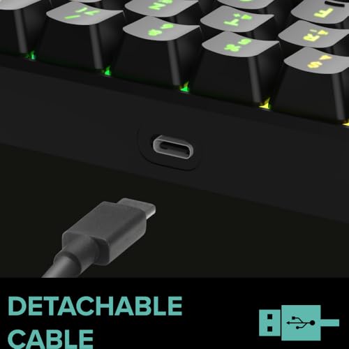 Speedlink Letos RGB Gaming Tastatur 60% mit Kabel abnehmbar, für PC & PS5 | N-Key Rollover Anti-Ghosting, verschiedene RGB-Beleuchtungsmodi, kabelgebunden, QWERTZ DE Layout, Keyboard schwarz