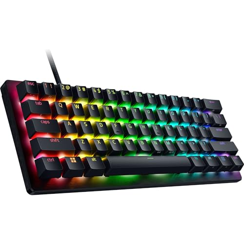 Razer Huntsman V3 Pro Mini - Analoge optische E-Sport Gaming-Tastatur 60% Format - Snap Tap & Rapid Trigger (Digitale Steuerungstasten, Doubleshot-PBT-Tastenkappen) QWERTY US-Layout | Schwarz
