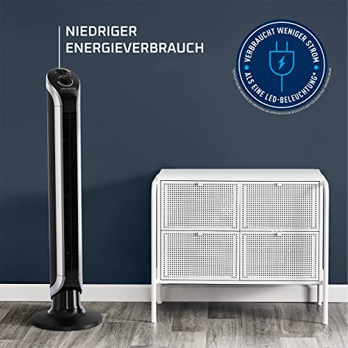 Rowenta Eole Infinite Standventilator, Schwarz VU6620 | Leistungsstark, leise mit nur 43 dB(A), geringer Energieverbrauch, 3 Geschwindigkeiten, Farbe: Schwarz