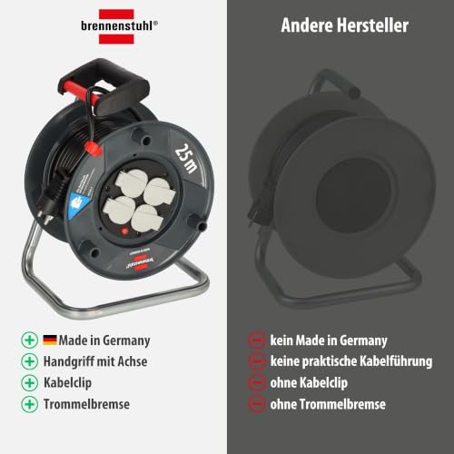 Brennenstuhl Garant V2 Kabeltrommel 25m Kabel, Kabel: H05VV-F 3G1,5