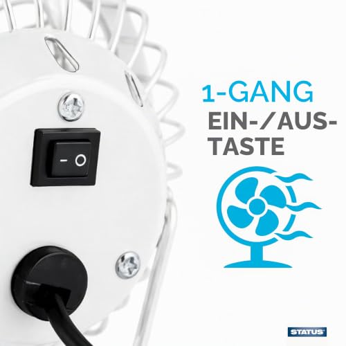 Status USBWHWFAN1PKB4 Tischventilator | 10,2 cm tragbarer Mini-Ventilator | Single Speed kleiner Ventilator | Weiß
