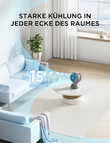 Midea MDF24JG Tischventilator, Turbosystem, 90 Grad Schwenk, 32cm, Weiß | Aerodynamisches Design, 90 Grad Horizontal & 90 Grad Vertikal, Leiser Betrieb, fuer Zuhause & Buero