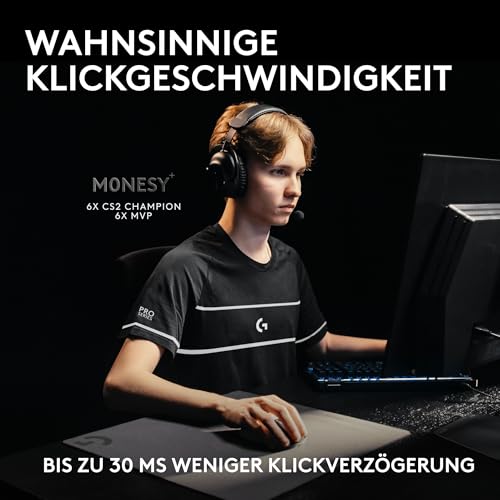 Logitech G PRO X2 SUPERSTRIKE LIGHTSPEED kabellose Gaming-Maus | Super schnell, äußerst leicht (61 g), anpassbare Klick-Haptik, USB-C-Aufladung, für PC/Mac/Laptop - Weiß