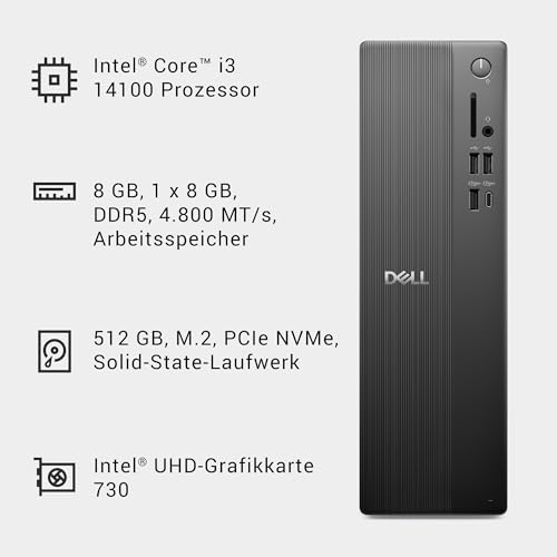 Dell Slim Desktop - Intel Core i3-14100, 8GB DDR5 RAM, 512GB SSD